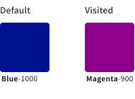 スクリーンショット:リンクカラーの組み合わせスタイル例のカラーチップ。リンクカラーが青、ビジテッドカラーがマゼンタのパターン。