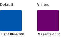 スクリーンショット:リンクカラーの組み合わせスタイル例のカラーチップ。リンクカラーがやや暗いライトブルー、ビジテッドカラーがマゼンタのパターン。